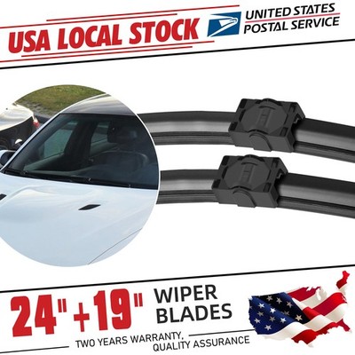 OEM Quality Windshield Wiper Blades Side Lock  24'' & 19'' Bracketless Frameless