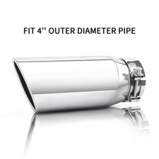 Exhaust Tip 4 In 5 Out 12 Length Tailpipe Angle Cut Clamp On Stainless Steel Exhaust Tip 4 In 5 Out 12 Length Tailpipe Angle Cut Clamp On Stainless Steel