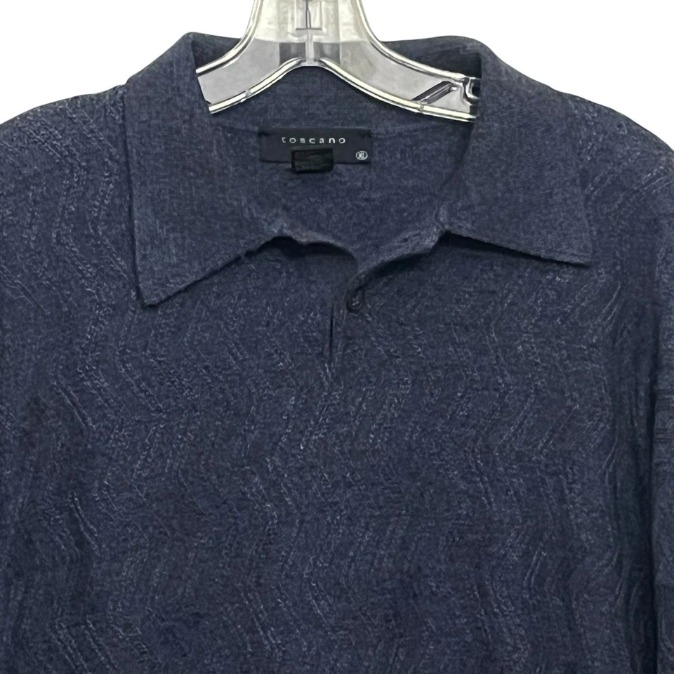 Suéter Toscano Italiano Tejido Lana Merino Para Hombre Talla XL Azul/Gris Cuello Foto 3 de 4