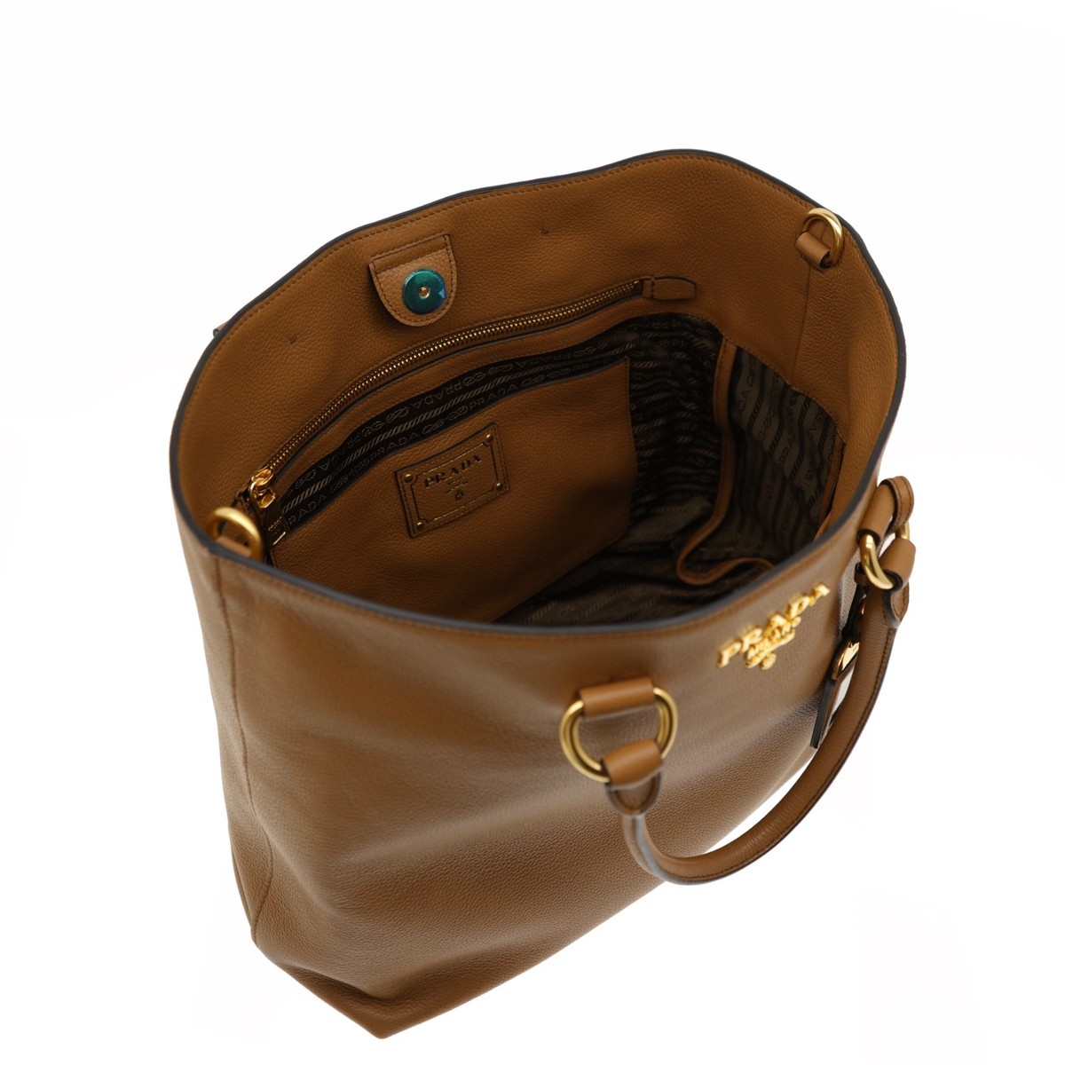 Prada Large Shoulder Bag Vitello Phenix Caramel Leather Tote