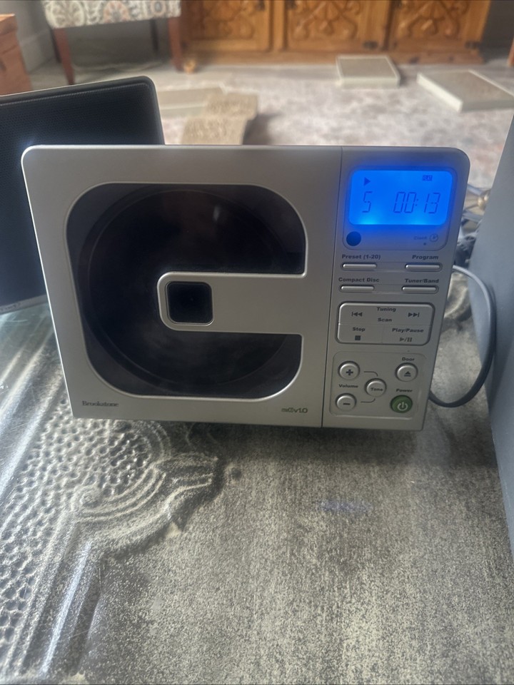 Brookstone MWCD v1.0 AM/FM CD Player Shelf System Sub-Woofer Speaker ...