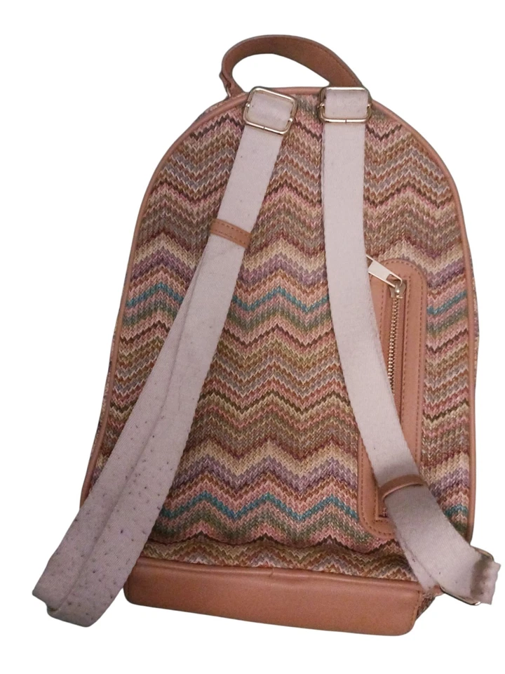 Mochila feminina listrada de palha tecido Tommy Bahama bronzeada/multicolorida - Imagem 2 de 4