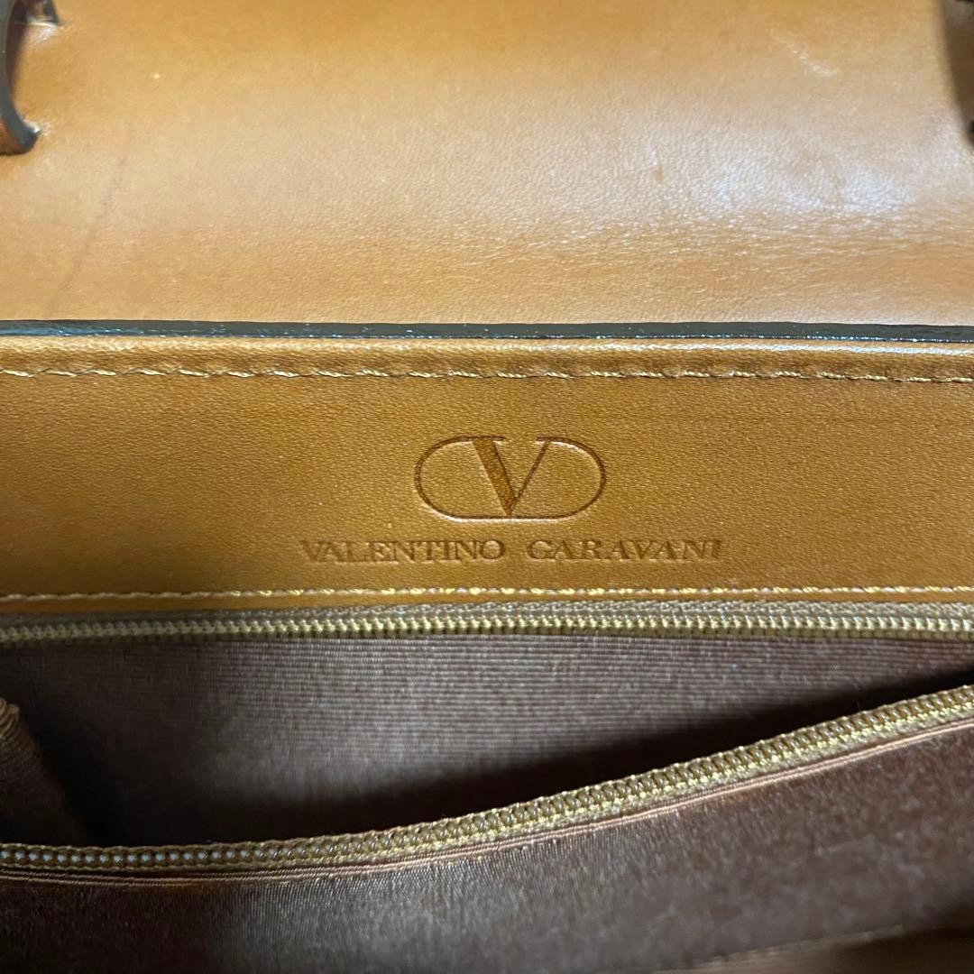 Valentino Garavani Leather Handbag Brown Vintage Classic Women's Bag Japan thumbnail 7