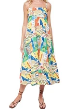 J.Crew Off-The-Shoulder in Postcard Print Fruit Belted Ruffle Hem Dress L Junior