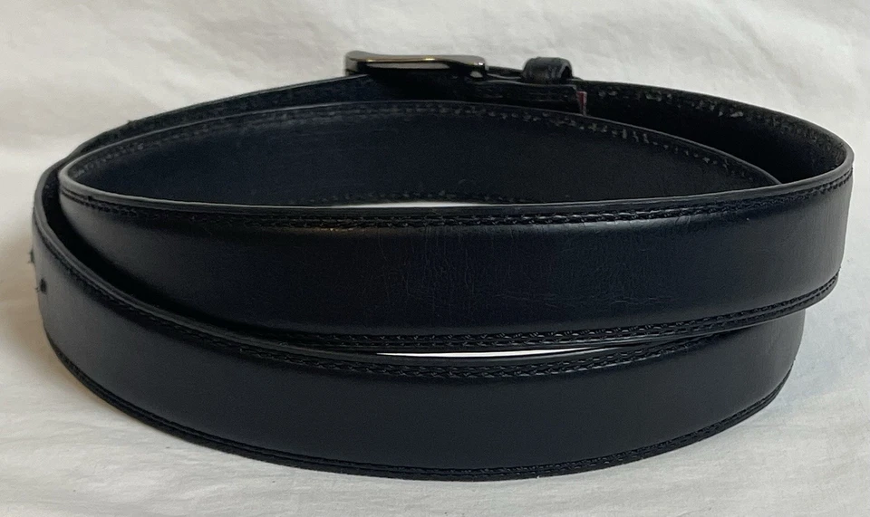 90s Dickies PU Coated Leather Belt Mens 46-48 Black Gray Tone Buckle Workwear - Image 2 of 4