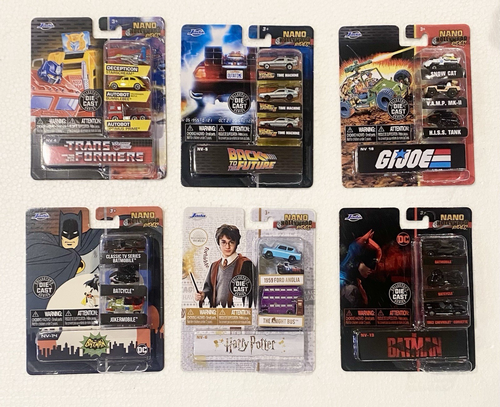 Jada Nano Hollywood Rides Lot Of 6 Transformers GI Joe Back To The Future Batman
