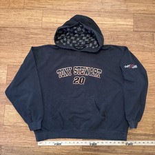 Tony Stewart 20 Stitched Hoodie Mens L Black NASCAR Joe Gibbs Racing Logo Y2K