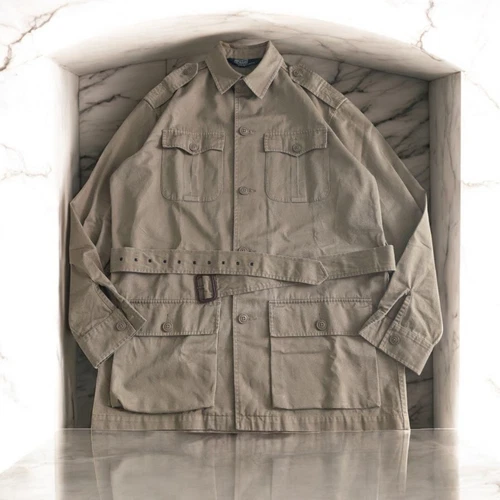 Ralph Lauren Safari Jacket with Belt Size M   Hunting Style, Rare Find