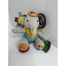 Skip Hop Elephant Plush Rattle Teether Baby Toy Activity Sensory Krinkle Squeak