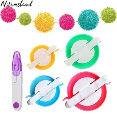 4 X Plastic Pom Pom Makers Set Pom-Pom Making Kit Multi Pack Make Pompoms