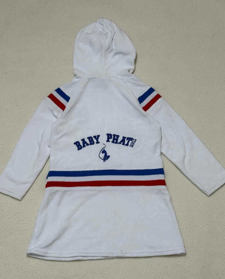 Винтажный Baby Phat Girlz #16 бархата полный молнии длинные рукава толстовка с капюшоном платье - 3T - белый - Изображение 2 из 4
