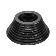 Step Down Rings Set, 9 Pack Lens Filter Adapter Ring for Camera Lenses, Black