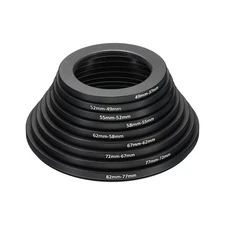 Step Down Rings Set, 9 Pack Lens Filter Adapter Ring for Camera Lenses, Black