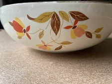 Vintage Rare Hall's Superior Quality Dunbar Pottery Autumn Leaf Serving Bowl 9"