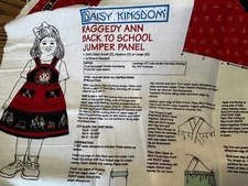 Raggedy Ann " Back to School" Cute Cotton Fabric Panel OOP