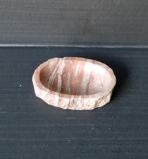 Carved Stone Soap Dish. Pink Marbled Stone. VGC