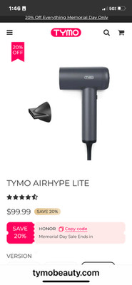 TYMO  airhype hair dryer new in box