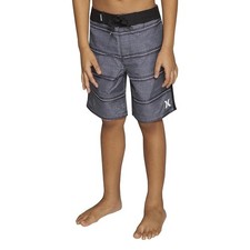 Hurley Boys 14/27 Black Striped Shoreline Board Shorts Swim Surf Beach B10-5