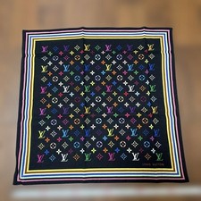 Louis Vuitton Colorful Monogram Pattern Scarf Luxury Authentic Vintage