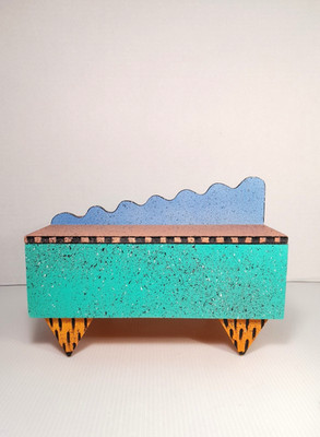 Post Modern Memphis Painted Wood Jewelry Box By Hollis Fingold 1980s