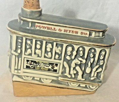 1968 Ezra Brooks Trolley Car Whiskey Decanter Powell & Hyde Sts.  Gray Vintage