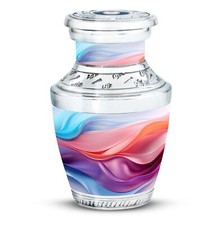 Pastel Waves Small Urn For Ashes Men  Women Metal Urns For Human Ashes Adult