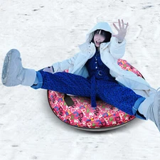 Inflatable Sledding Tube Oxford Cloth Winter Outdoor Skiing Play Snow Sled 80cm 