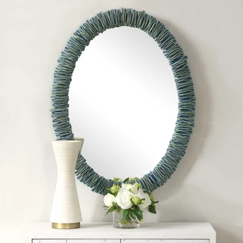 TWO MODERN BONAIRE 35" CERAMIC WALL VANITY MIRRORS UTTERMOST 08183 - Picture 2 of 6