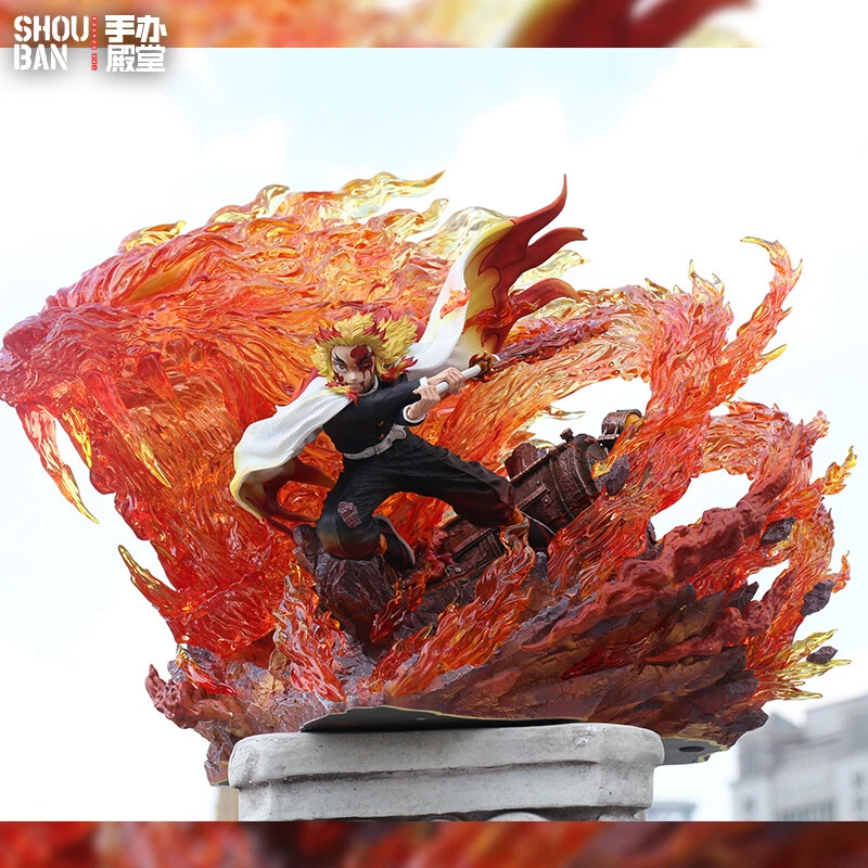 NEW 11" Rengoku Kyoujurou PVC Figure Statue Anime Demon Slayer Model Toy Collect - Image 3 of 4