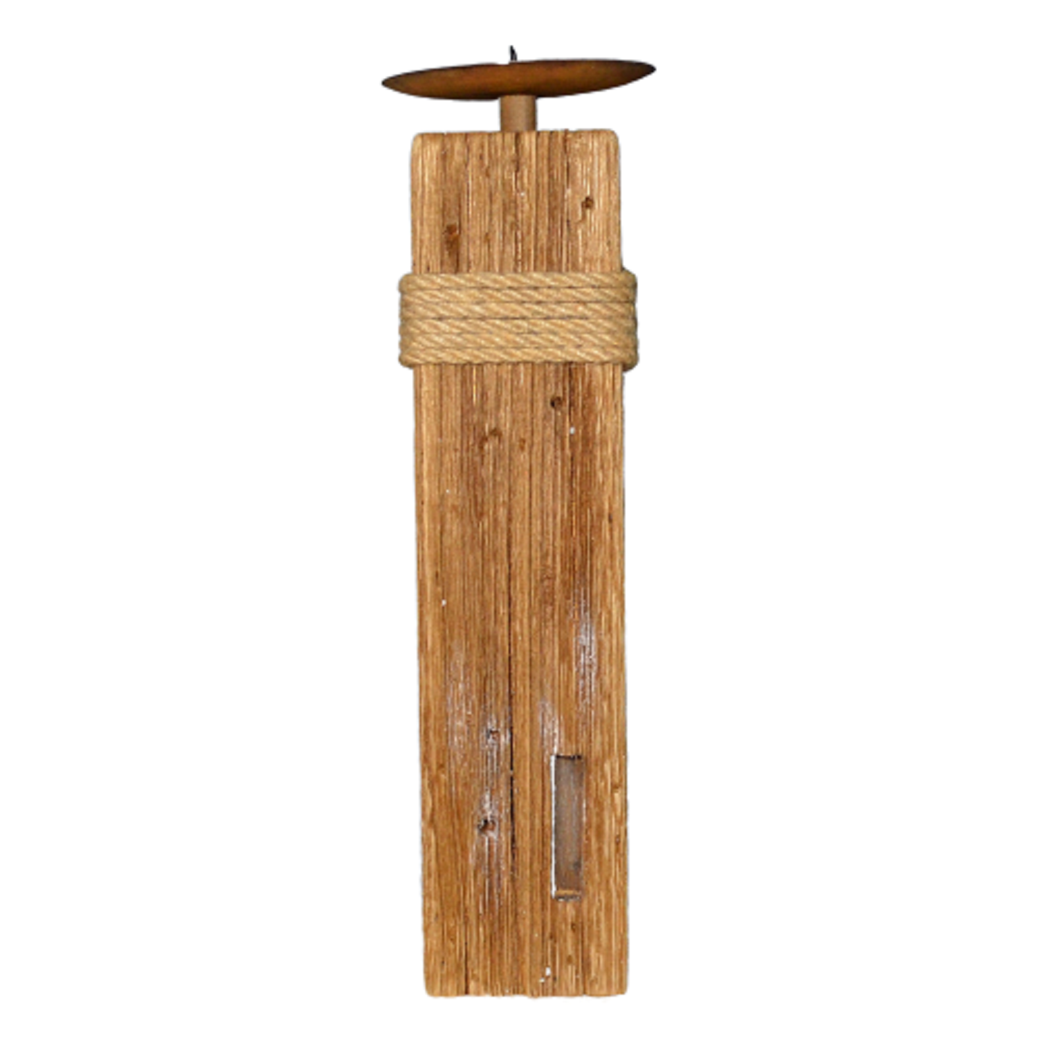 Rustic Nautical Candle Stick Holder Stand Solid Wood Carved Pillar Church Candle
