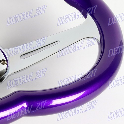 JDM Purple Heart Shaped Steering Wheel, ABS Grip, Pink, Steel, Chrome, 3-Spoke - Picture 2 of 7