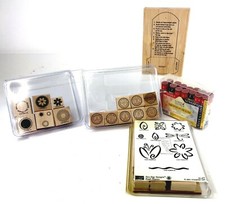 Huge Lot of 38 Rubber Stamps Stampin Up, Delta, Alias Pocket Tab Stamp