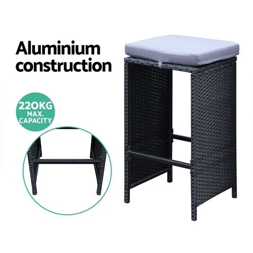 Gardeon Outdoor Furniture Dining Bar Table and Stools Set 6 Chairs Patio Lounge - Picture 6 of 8