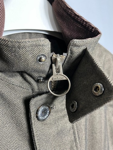 BARBOUR HERRINGBONE CHALLENGER SHOOTING JACKET BROWN COAT Mens Sz L - Picture 6 of 13