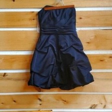 David's Bridal Black Satin Strapless Short Lined Pickup Event Sz 6 Dress