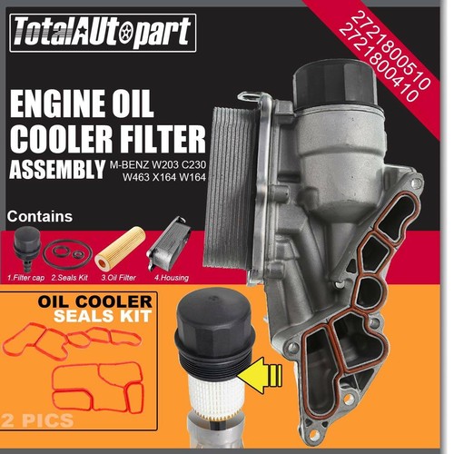 Oil Filter Housing & Cooler for Mercedes-Benz W203 C209 W164 2.5L 3.0L 3.5L 5.5L - Picture 1 of 9
