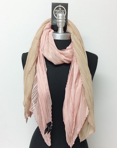New Crinkle two-tone shadow Silk Blend Scarf Blush / Beige Soft Head Face Cover - Picture 2 of 5