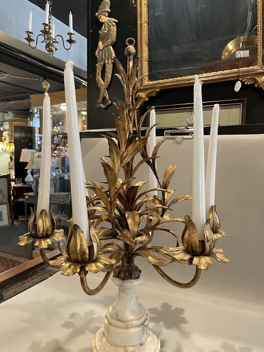 イタリア製　置物 Vintage Italian Gilt Tole with Marble Base Six (6) Light