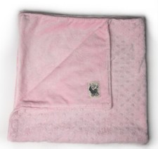 HTF Oh Baby pink velour minky raised dot blanket 28 x 28