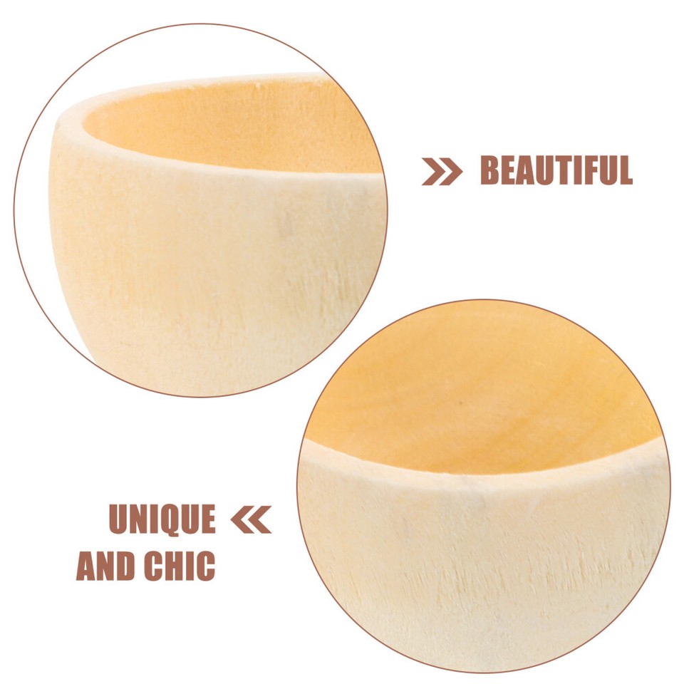 5 Pcs Wood Craft Bowls Wooden for Crafts Candle Making Color Sorting