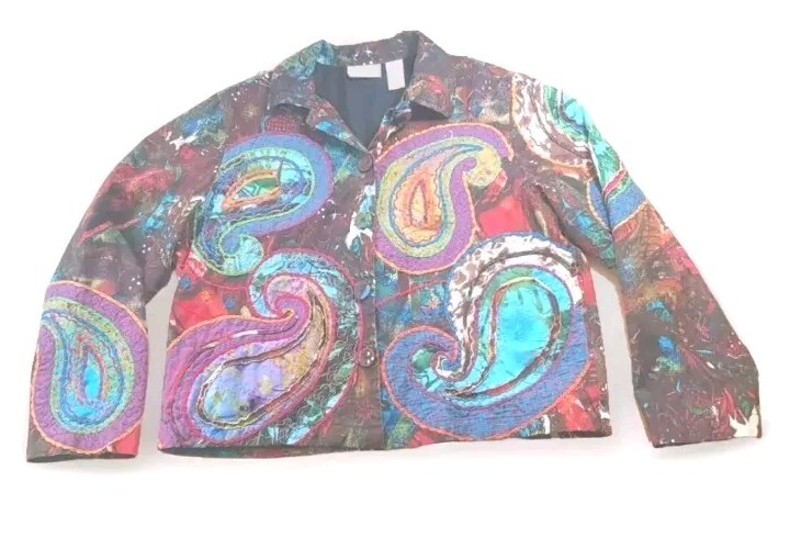 Ronnie Salloway Patchwork Jacket XL Red Pailsey F… - image 4