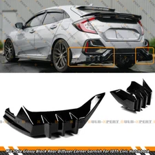 For 2017-2021 Civic Hatchback FK4 FK7 MU Style Rear Diffuser Corner Side Garnish