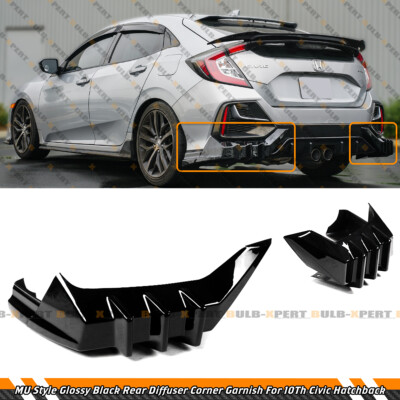 For 2017-2021 Civic Hatchback FK4 FK7 MU Style Rear Diffuser Corner ...