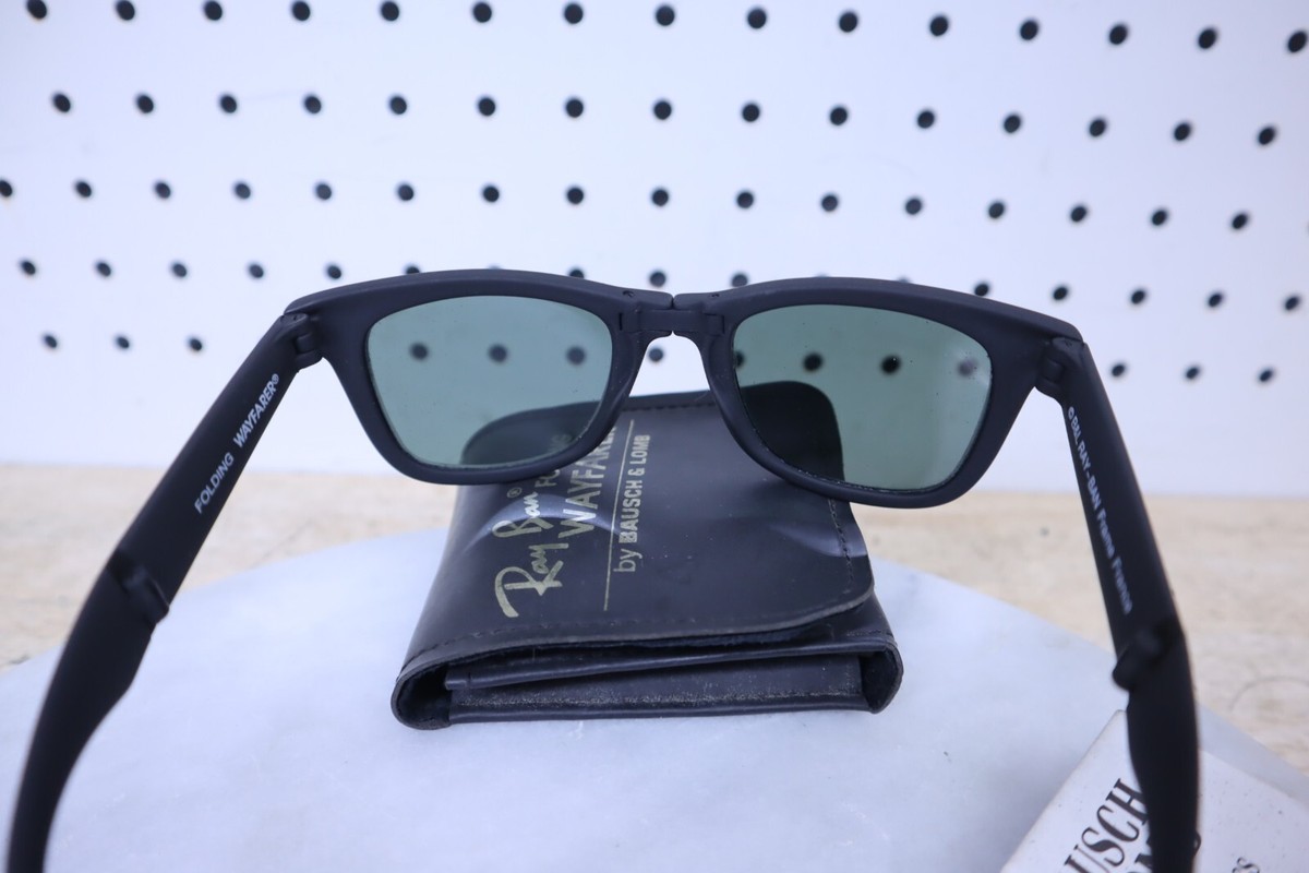 Vintage B&L Ray Ban Folding Wayfarer 5022 France W0670 Black Frame
