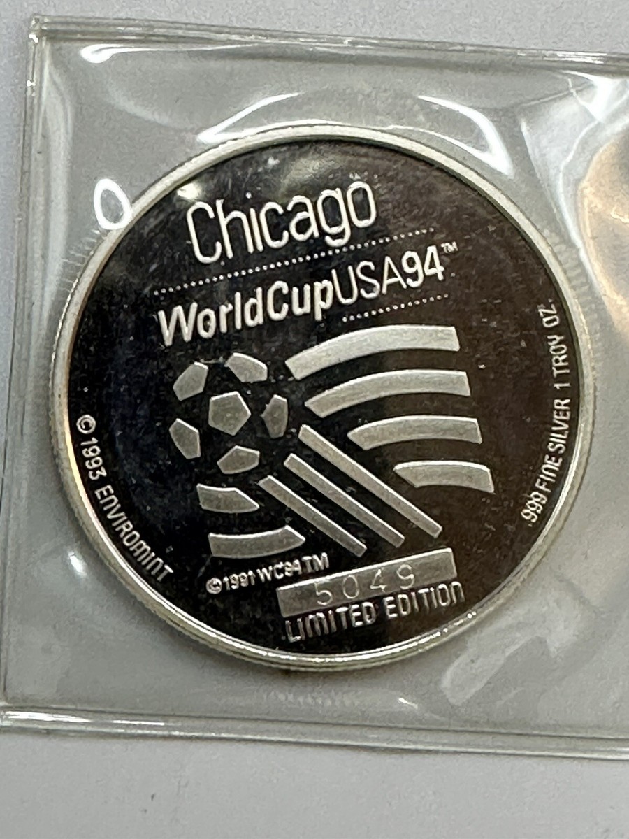 1 Oz .999 Silver 1 TROY OZ. WORLD CUP USA 1994 CHICAGO 1 Oz .999 Silver 1 TROY OZ. WORLD CUP USA 1994 CHICAGO