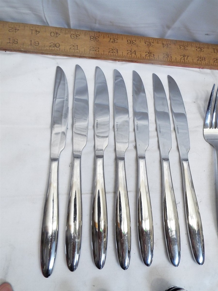 Oneida Stainless Flatware Set Heavy Modern Sleek Pattern Serving