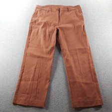 J Jill Women's Pants Brown Size 12 Linen Stretch Straight Leg Mid Rise 24" Chino