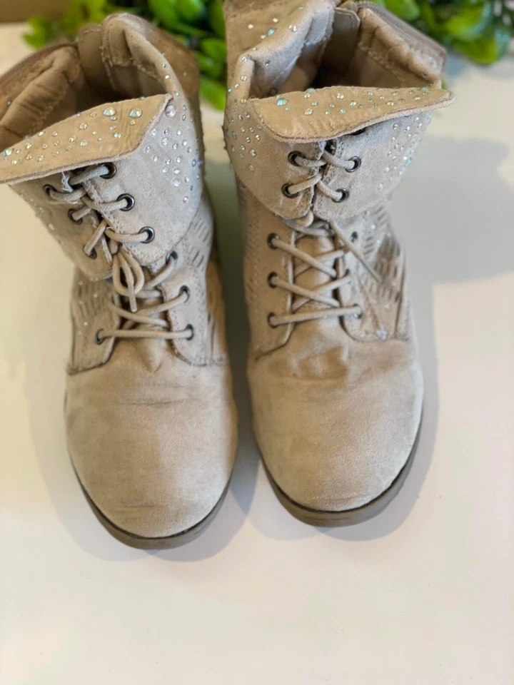 Botas de gamuza Justice Girls talla 5 estilo equitación botas beige con cremallera Foto 3 de 4