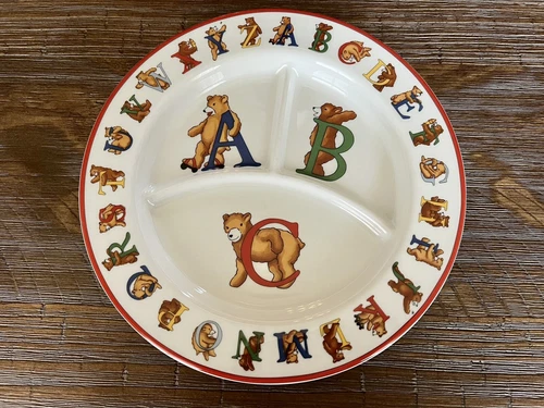 Vintage Tiffany & Co Alphabet Bears Divided Ceramic Kids nursery Dinner Plate