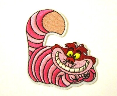 Alice im Wunderland Grinsekatze Bügelbild/Aufnähen bestickt Patch 8,5 cm x 8 cm 